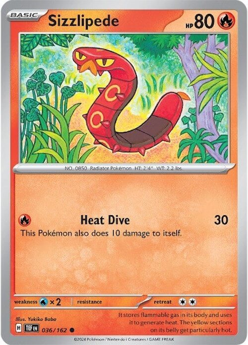 Sizzlipede [TEF - 036/162] Condition: Near Mint Collectible Trading Cards SV05: Temporal Forces Also available: Language: English Printing: Reverse Holofoil