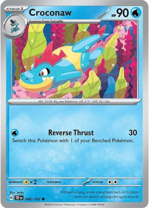 Croconaw [TEF - 040/162] Condition: Near Mint Collectible Trading Cards SV05: Temporal Forces Also available: Language: English Printing: Reverse Holofoil