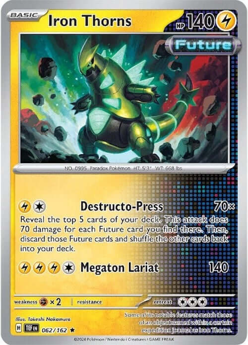 Iron Thorns [TEF - 062/162] Condition: Near Mint Collectible Trading Cards SV05: Temporal Forces Also available: Language: English Printing: Holofoil