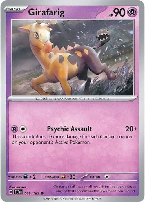 Girafarig [TEF - 066/162] Condition: Near Mint Collectible Trading Cards SV05: Temporal Forces Also available: Language: English Printing: Reverse Holofoil
