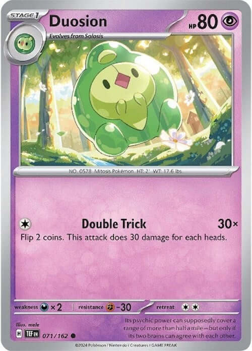 Duosion [TEF - 071/162] Condition: Near Mint Collectible Trading Cards SV05: Temporal Forces Also available: Language: English Printing: Reverse Holofoil