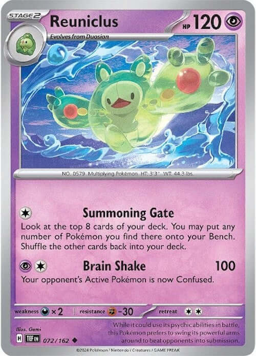 Reuniclus - 072/162 [TEF - 072/162] Condition: Near Mint Collectible Trading Cards SV05: Temporal Forces Also available: Language: English Printing: Reverse Holofoil