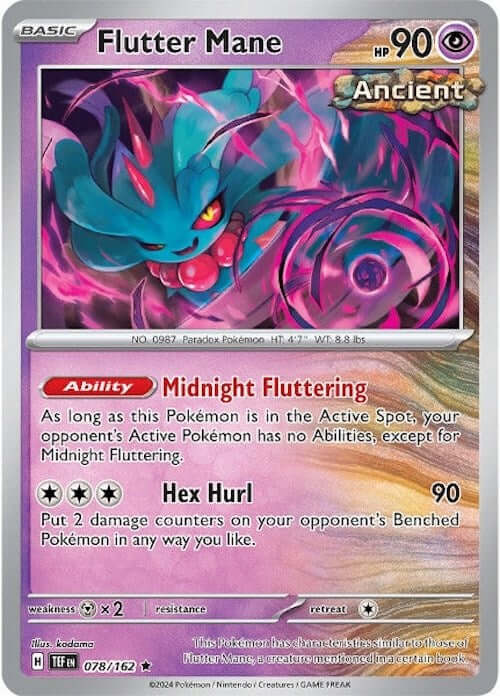 Flutter Mane [TEF - 078/162] Condition: Near Mint Collectible Trading Cards SV05: Temporal Forces Also available: Language: English Printing: Holofoil