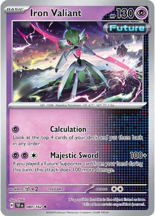 Iron Valiant - 080/162 [TEF - 080/162] Condition: Near Mint Collectible Trading Cards SV05: Temporal Forces Also available: Language: English Printing: Holofoil