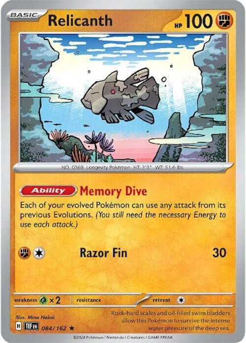 Relicanth - 084/162 [TEF - 084/162] Condition: Near Mint Collectible Trading Cards SV05: Temporal Forces Also available: Language: English Printing: Reverse Holofoil