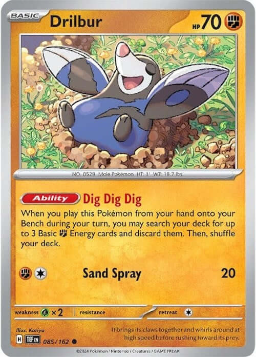 Drilbur [TEF - 085/162] Condition: Near Mint Collectible Trading Cards SV05: Temporal Forces Also available: Language: English Printing: Reverse Holofoil
