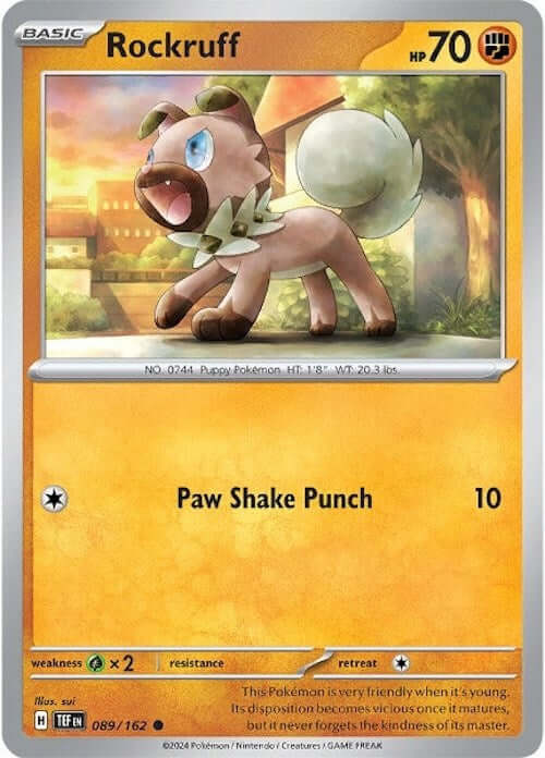 Rockruff [TEF - 089/162] Condition: Near Mint Collectible Trading Cards SV05: Temporal Forces Also available: Language: English Printing: Reverse Holofoil