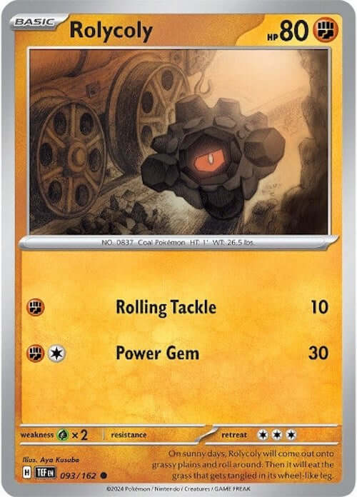 Rolycoly [TEF - 093/162] Condition: Near Mint Collectible Trading Cards SV05: Temporal Forces Also available: Language: English Printing: Reverse Holofoil