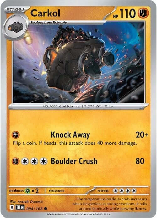 Carkol [TEF - 094/162] Condition: Near Mint Collectible Trading Cards SV05: Temporal Forces Also available: Language: English Printing: Reverse Holofoil