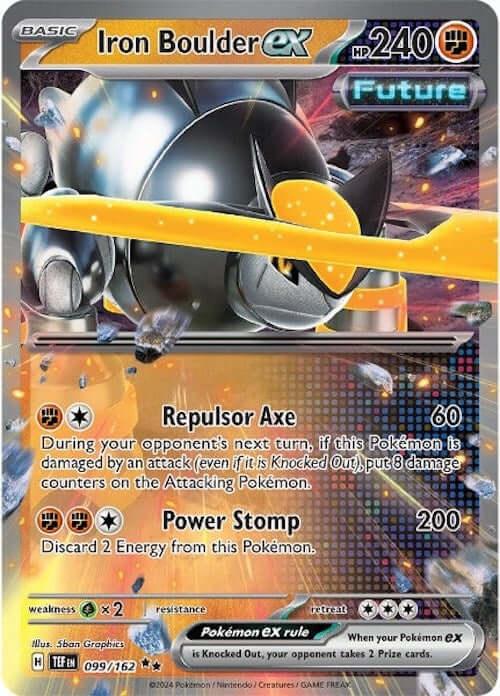 Iron Boulder ex - 099/162 [TEF - 099/162] Condition: Near Mint Collectible Trading Cards SV05: Temporal Forces Also available: Language: English Printing: Holofoil