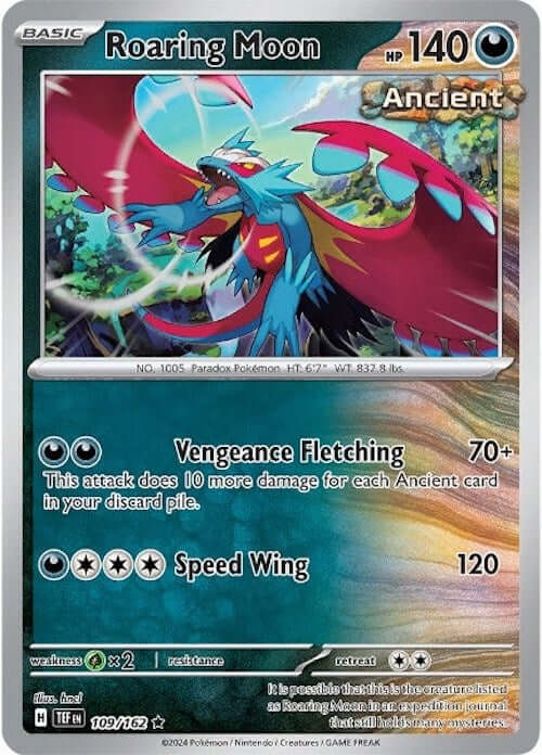 Roaring Moon [TEF - 109/162] Condition: Near Mint Collectible Trading Cards SV05: Temporal Forces Also available: Language: English Printing: Holofoil