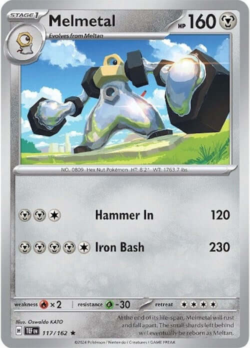 Melmetal [TEF - 117/162] Condition: Near Mint Collectible Trading Cards SV05: Temporal Forces Also available: Language: English Printing: Reverse Holofoil