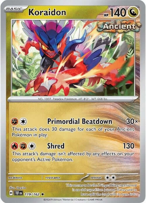Koraidon [TEF - 119/162] Condition: Near Mint Collectible Trading Cards SV05: Temporal Forces Also available: Language: English Printing: Holofoil