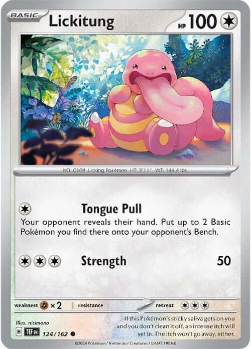 Lickitung - 124/162 [TEF - 124/162] Condition: Near Mint Collectible Trading Cards SV05: Temporal Forces Also available: Language: English Printing: Reverse Holofoil