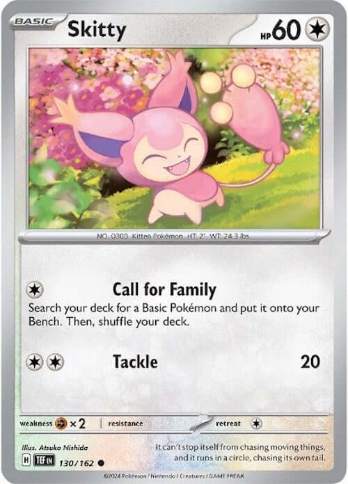 Skitty [TEF - 130/162] Condition: Near Mint Collectible Trading Cards SV05: Temporal Forces Also available: Language: English Printing: Reverse Holofoil