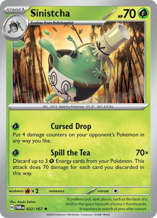 Sinistcha [TWM - 022/167] Condition: Near Mint Collectible Trading Cards SV06: Twilight Masquerade Also available: Language: English Printing: Holofoil