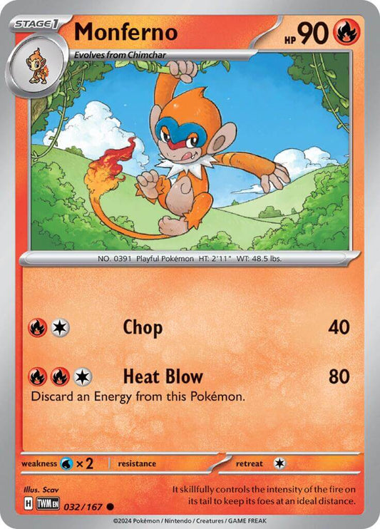 Monferno [TWM - 032/167] Condition: Near Mint Collectible Trading Cards SV06: Twilight Masquerade Also available: Language: English Printing: Reverse Holofoil