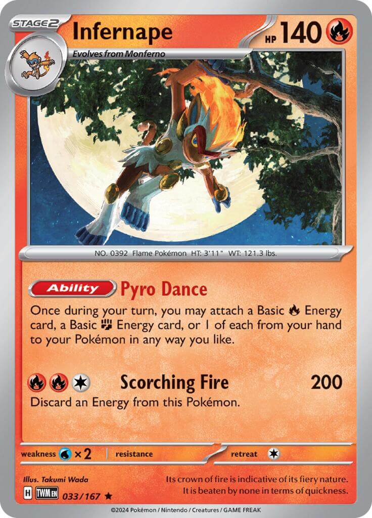 Infernape - 033/167 [TWM - 033/167] Condition: Near Mint Collectible Trading Cards SV06: Twilight Masquerade Also available: Language: English Printing: Holofoil