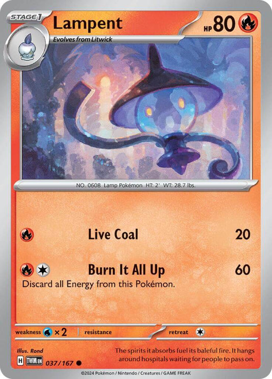 Lampent [TWM - 037/167] Condition: Near Mint Collectible Trading Cards SV06: Twilight Masquerade Also available: Language: English Printing: Reverse Holofoil