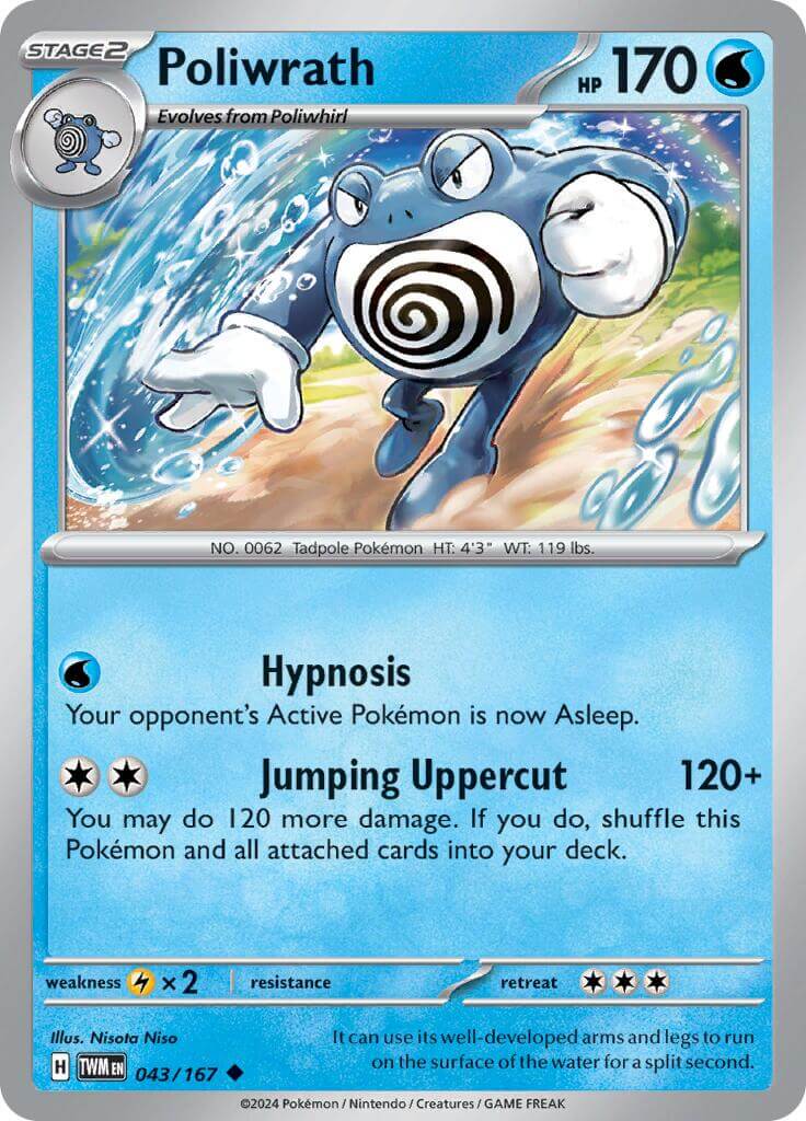 Poliwrath [TWM - 043/167] Condition: Near Mint Collectible Trading Cards SV06: Twilight Masquerade Also available: Language: English Printing: Reverse Holofoil