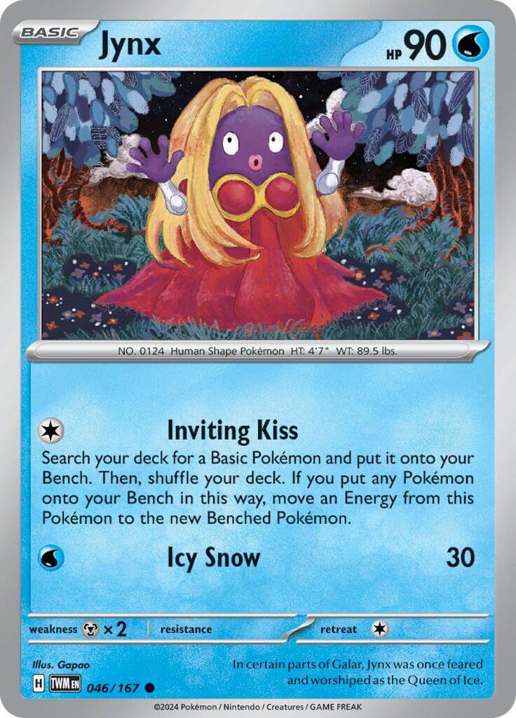 Jynx [TWM - 046/167] Condition: Near Mint Collectible Trading Cards SV06: Twilight Masquerade Also available: Language: English Printing: Reverse Holofoil