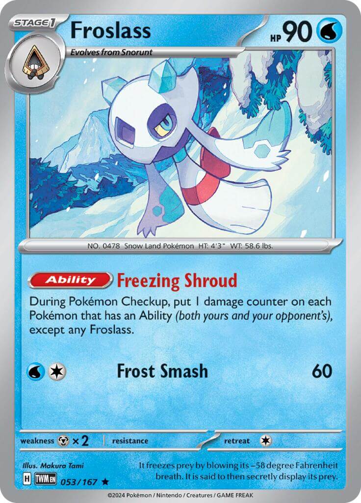 Froslass - 053/167 [TWM - 053/167] Condition: Near Mint Collectible Trading Cards SV06: Twilight Masquerade Also available: Language: English Printing: Holofoil