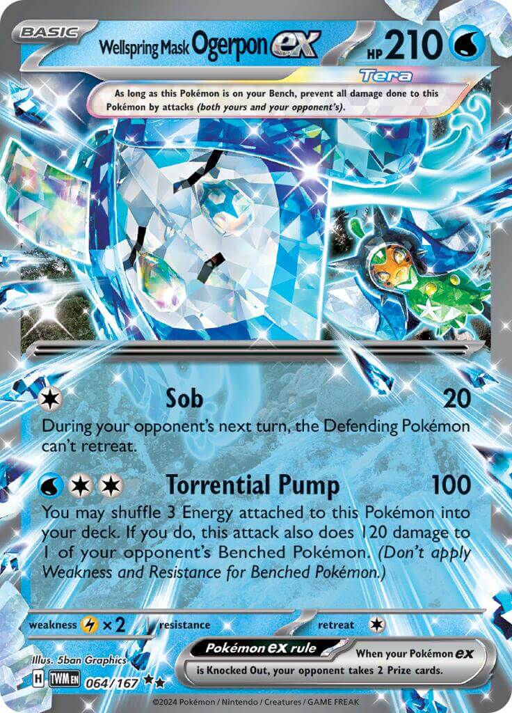 Wellspring Mask Ogerpon ex - 064/167 [TWM - 064/167] Condition: Near Mint Collectible Trading Cards SV06: Twilight Masquerade Also available: Language: English Printing: Holofoil