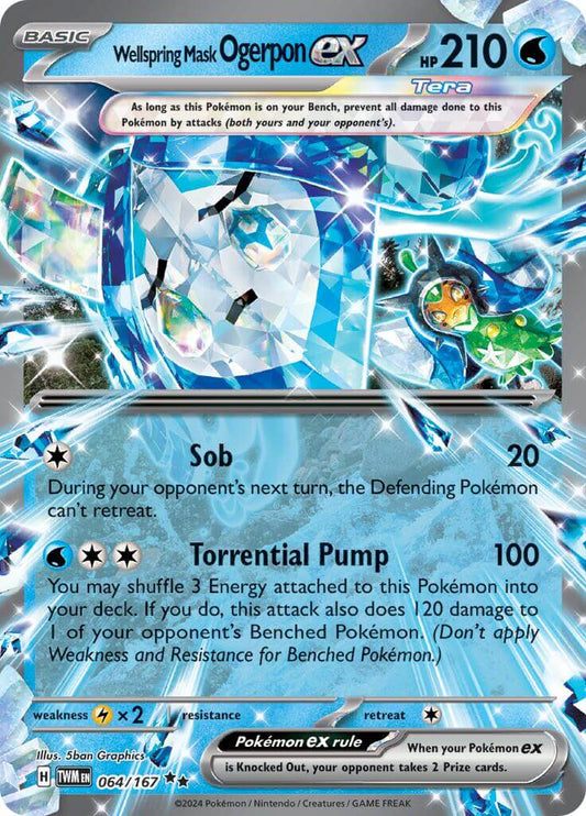 Wellspring Mask Ogerpon ex - 064/167 [TWM - 064/167] Condition: Near Mint Collectible Trading Cards SV06: Twilight Masquerade Also available: Language: English Printing: Holofoil