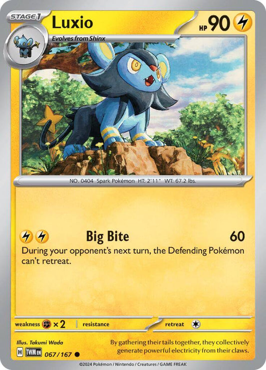 Luxio [TWM - 067/167] Condition: Near Mint Collectible Trading Cards SV06: Twilight Masquerade Also available: Language: English Printing: Reverse Holofoil