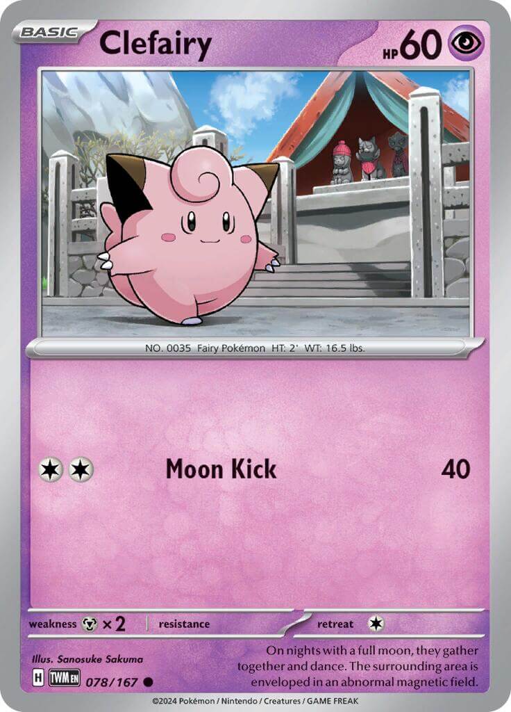 Clefairy [TWM - 078/167] Condition: Near Mint Collectible Trading Cards SV06: Twilight Masquerade Also available: Language: English Printing: Reverse Holofoil