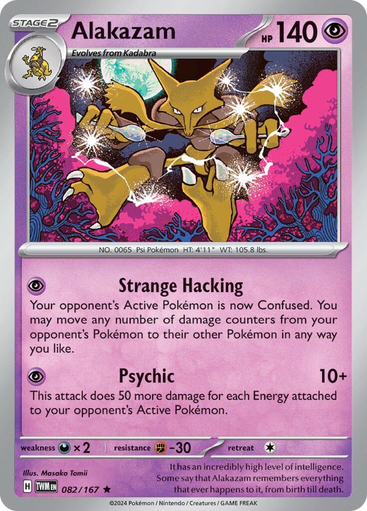 Alakazam [TWM - 082/167] Condition: Near Mint Collectible Trading Cards SV06: Twilight Masquerade Also available: Language: English Printing: Holofoil