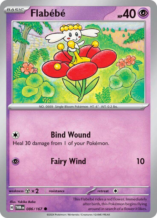 Flabebe [TWM - 086/167] Condition: Near Mint Collectible Trading Cards SV06: Twilight Masquerade Also available: Language: English Printing: Reverse Holofoil
