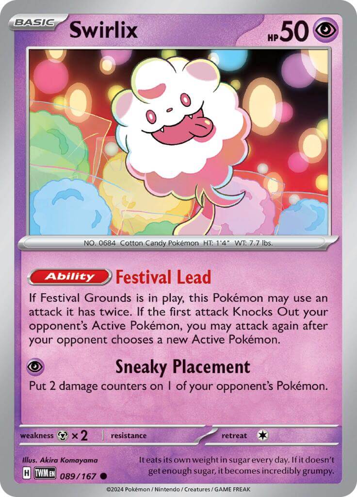 Swirlix [TWM - 089/167] Condition: Near Mint Collectible Trading Cards SV06: Twilight Masquerade Also available: Language: English Printing: Reverse Holofoil