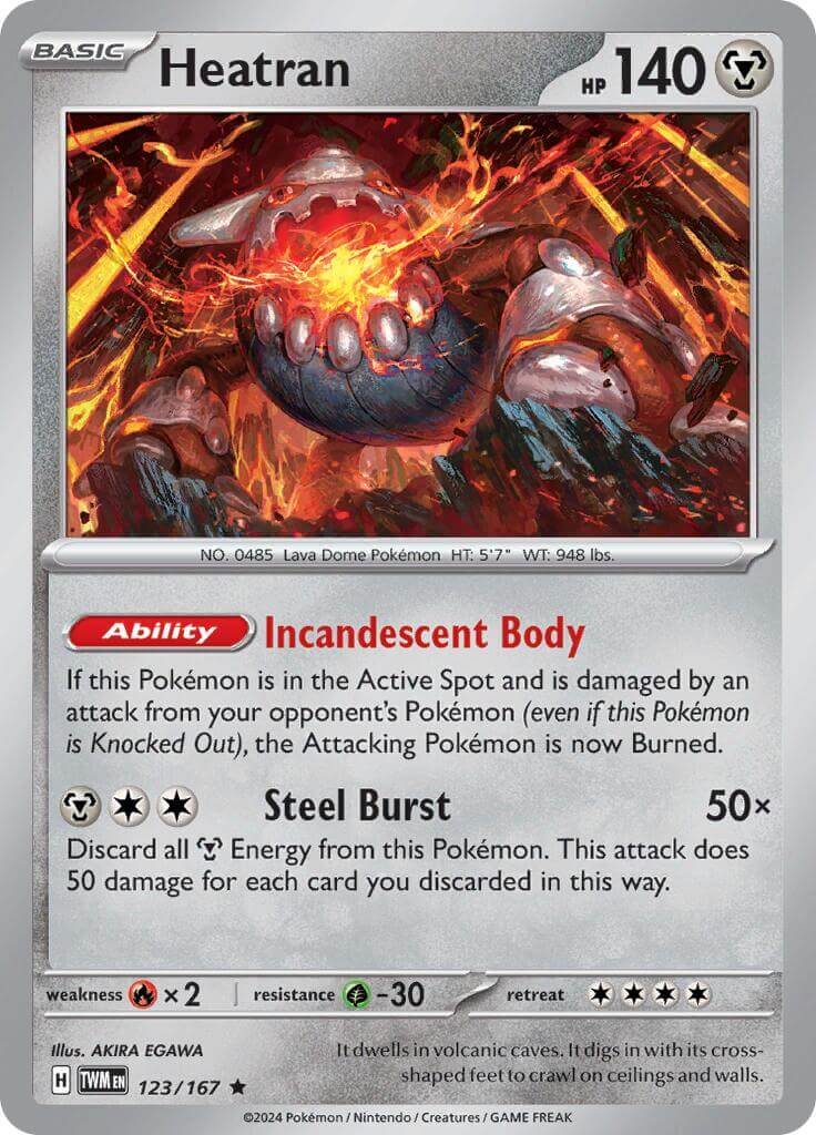 Heatran [TWM - 123/167] Condition: Near Mint Collectible Trading Cards SV06: Twilight Masquerade Also available: Language: English Printing: Holofoil
