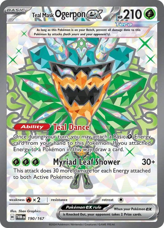 Teal Mask Ogerpon ex - 190/167 [TWM - 190/167] Condition: Near Mint Collectible Trading Cards SV06: Twilight Masquerade Also available: Language: English Printing: Holofoil