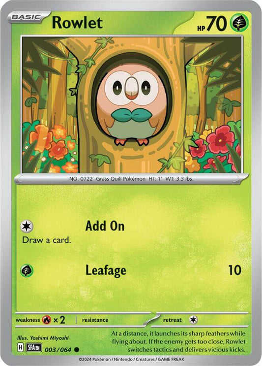 Rowlet [SFA - 003/064] Condition: Near Mint Collectible Trading Cards SV: Shrouded Fable Also available: Language: English Printing: Reverse Holofoil