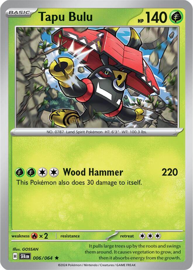 Tapu Bulu - 006/064 [SFA - 006/064] Condition: Near Mint Collectible Trading Cards SV: Shrouded Fable Also available: Language: English Printing: Reverse Holofoil