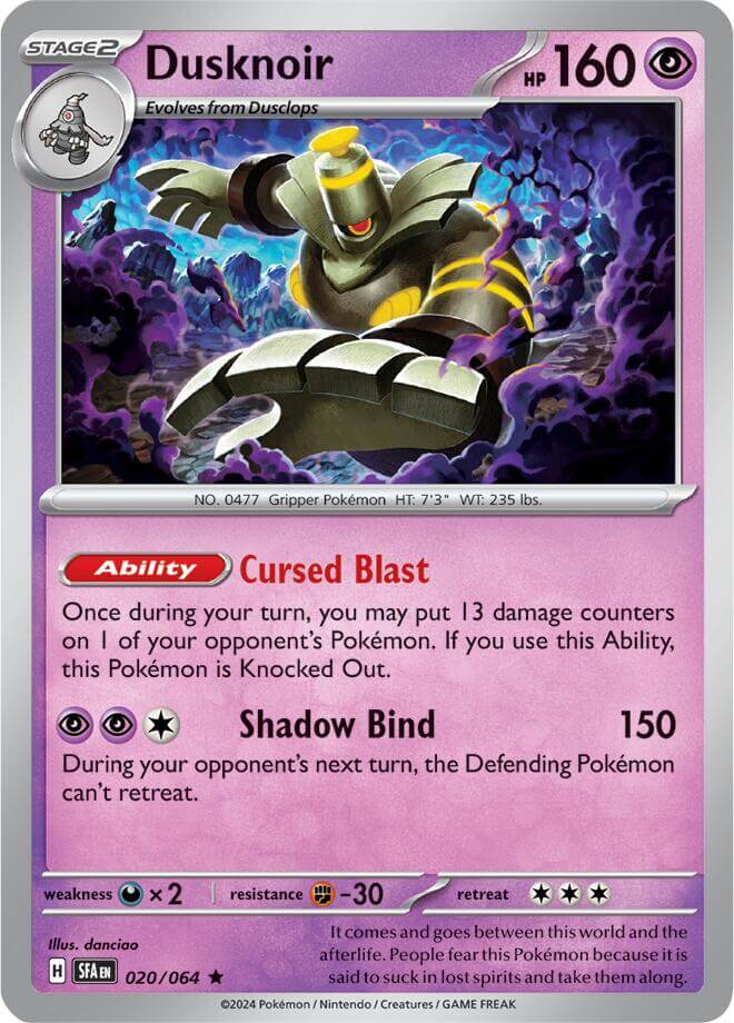 Dusknoir - 020/064 [SFA - 020/064] Condition: Near Mint Collectible Trading Cards SV: Shrouded Fable Also available: Language: English Printing: Holofoil