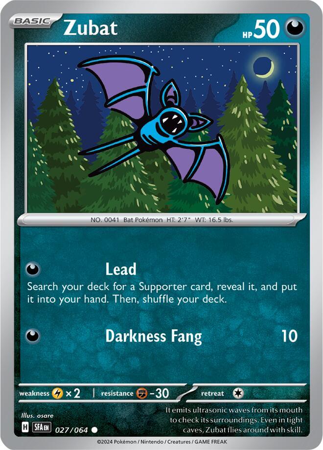 Zubat [SFA - 027/064] Condition: Near Mint Collectible Trading Cards SV: Shrouded Fable Also available: Language: English Printing: Reverse Holofoil