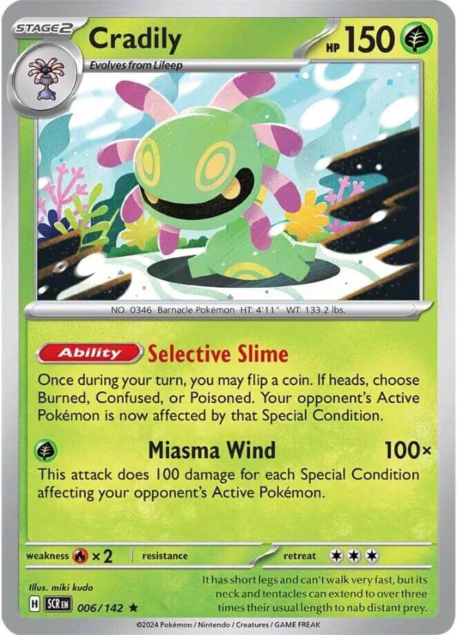 Cradily [SCR - 006/142] Condition: Near Mint Collectible Trading Cards SV07: Stellar Crown Also available: Language: English Printing: Holofoil