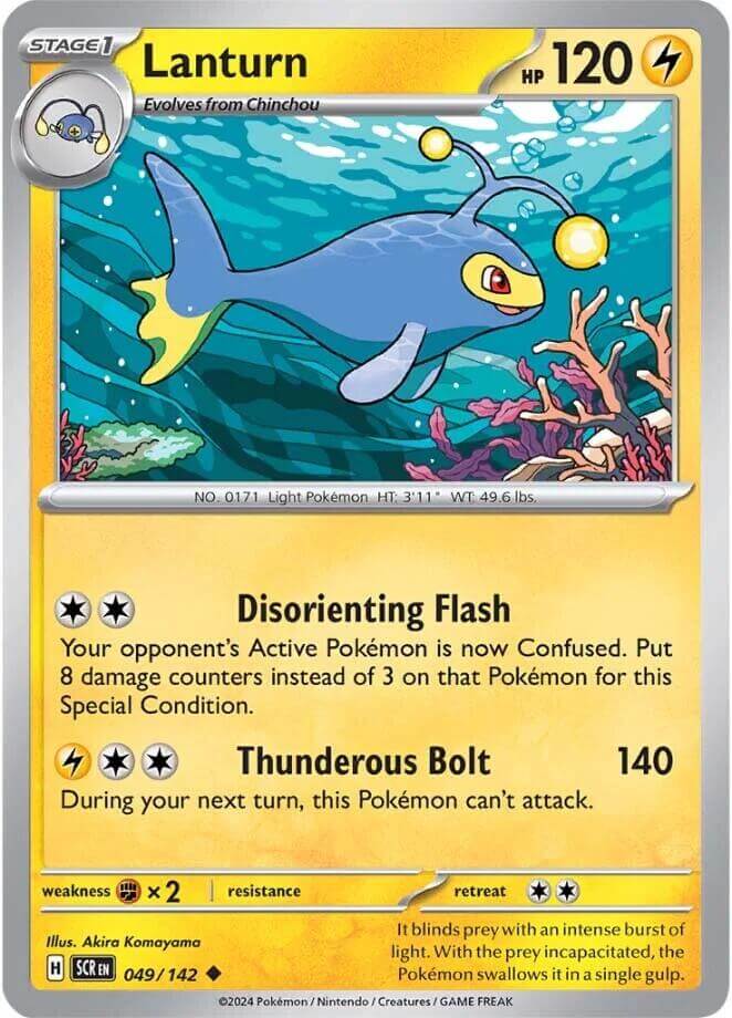 Lanturn [SCR - 049/142] Condition: Near Mint Collectible Trading Cards SV07: Stellar Crown Also available: Language: English Printing: Reverse Holofoil