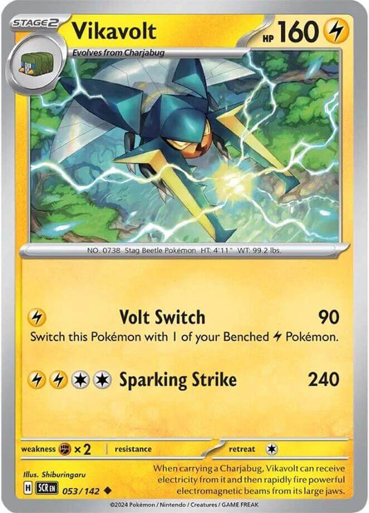 Vikavolt [SCR - 053/142] Condition: Near Mint Collectible Trading Cards SV07: Stellar Crown Also available: Language: English Printing: Reverse Holofoil