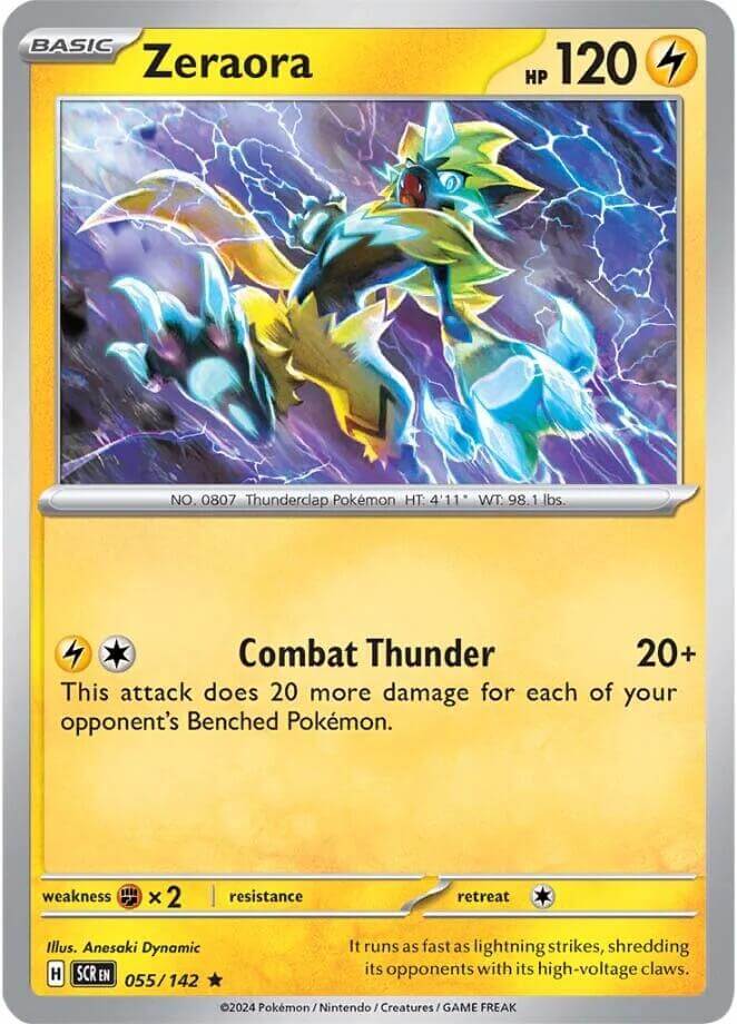 Zeraora - 055/142 [SCR - 055/142] Condition: Near Mint Collectible Trading Cards SV07: Stellar Crown Also available: Language: English Printing: Holofoil