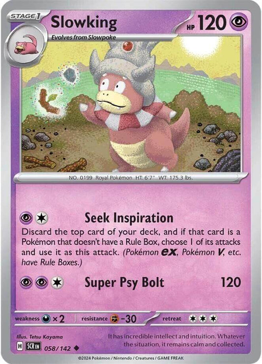 Slowking [SCR - 058/142] Condition: Near Mint Collectible Trading Cards SV07: Stellar Crown Also available: Language: English Printing: Reverse Holofoil