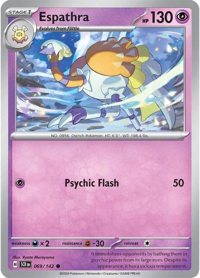 Espathra [SCR - 069/142] Condition: Near Mint Collectible Trading Cards SV07: Stellar Crown Also available: Language: English Printing: Reverse Holofoil