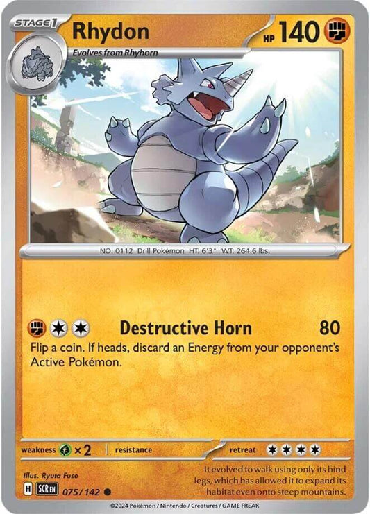 Rhydon [SCR - 075/142] Condition: Near Mint Collectible Trading Cards SV07: Stellar Crown Also available: Language: English Printing: Reverse Holofoil