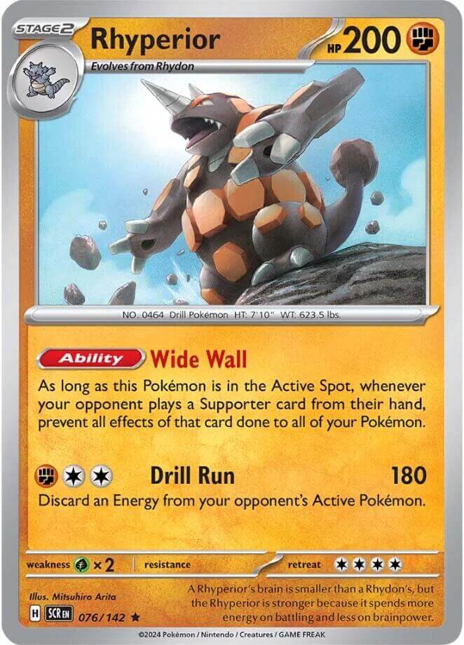 Rhyperior [SCR - 076/142] Condition: Near Mint Collectible Trading Cards SV07: Stellar Crown Also available: Language: English Printing: Holofoil