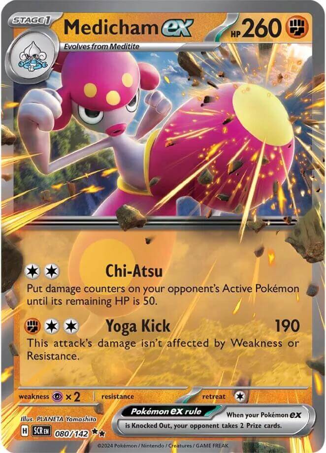 Medicham ex - 080/142 [SCR - 080/142] Condition: Near Mint Collectible Trading Cards SV07: Stellar Crown Also available: Language: English Printing: Holofoil