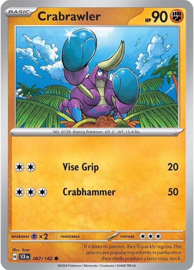 Crabrawler [SCR - 087/142] Condition: Near Mint Collectible Trading Cards SV07: Stellar Crown Also available: Language: English Printing: Reverse Holofoil