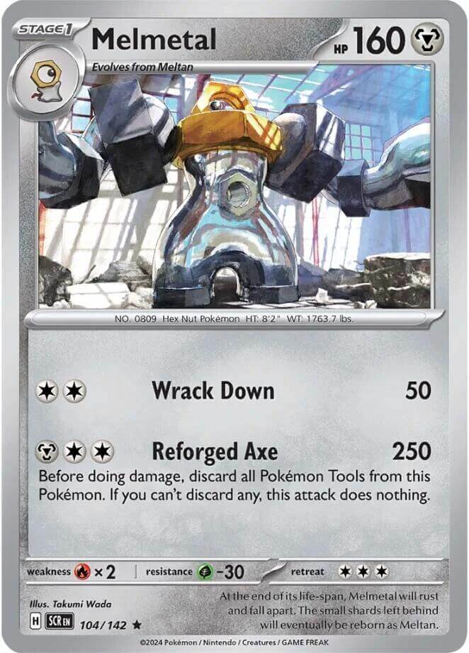 Melmetal [SCR - 104/142] Condition: Near Mint Collectible Trading Cards SV07: Stellar Crown Also available: Language: English Printing: Holofoil
